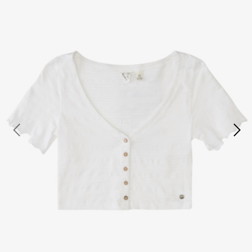 NWT Roxy button front cropped shirt, white